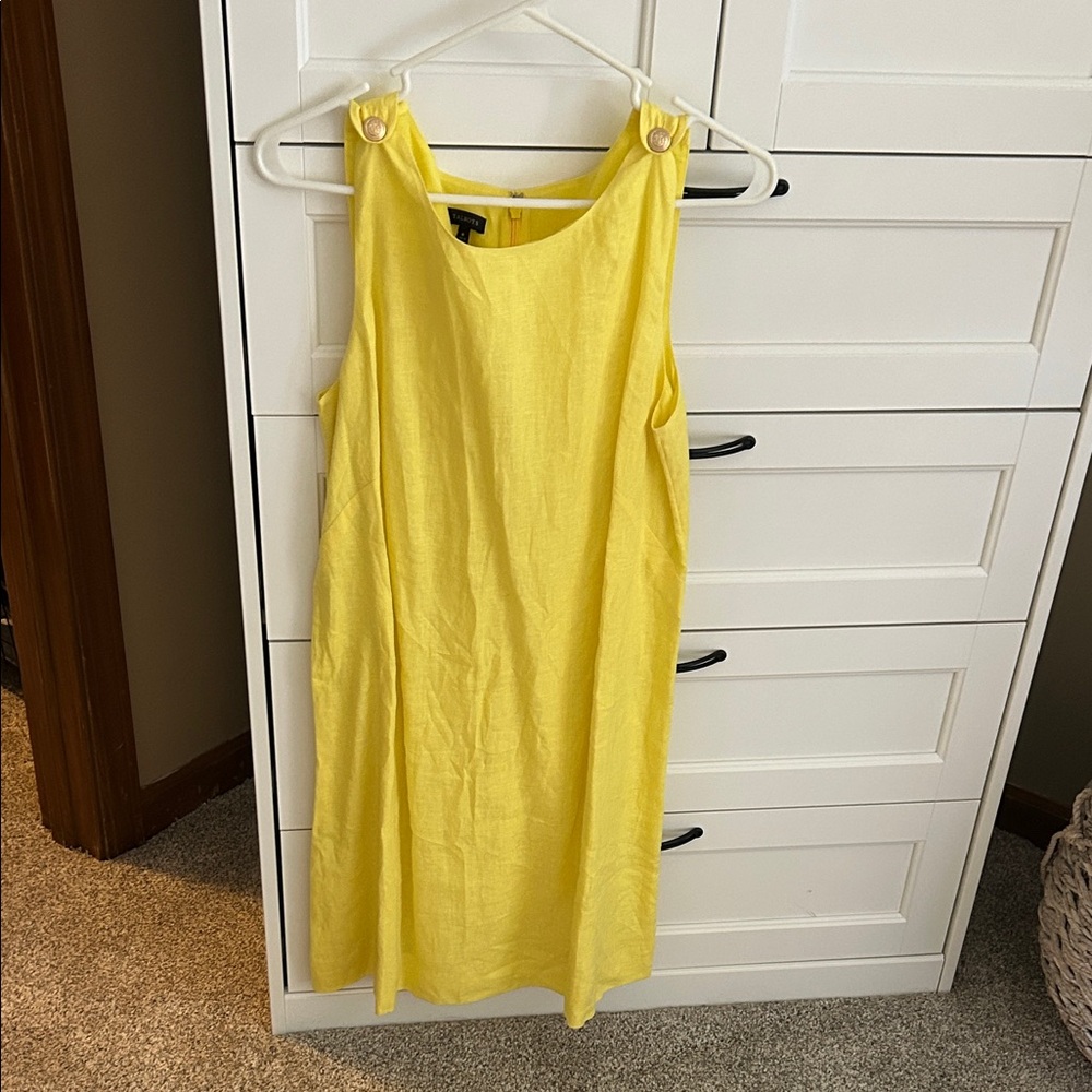 Talbots Bright Yellow Sleeveless Shift Dress with Shoulder Buttons